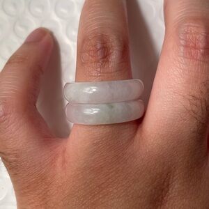 Set of TWO Jade Band Rings — Size 9